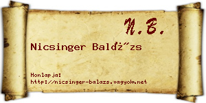 Nicsinger Balázs névjegykártya